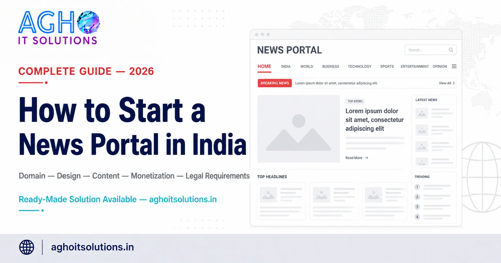 How to Start a News Portal Website in India 2026 — Complete Guide by Agho IT Solutions
